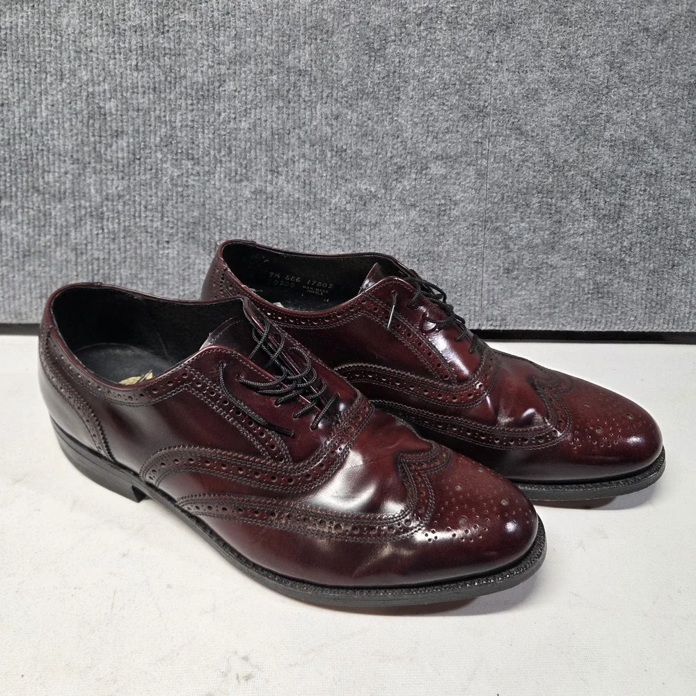 Vtg Florsheim Worthmore Longwing Brogue Oxblood Burgundy USA Dress Shoes 9.5 3E